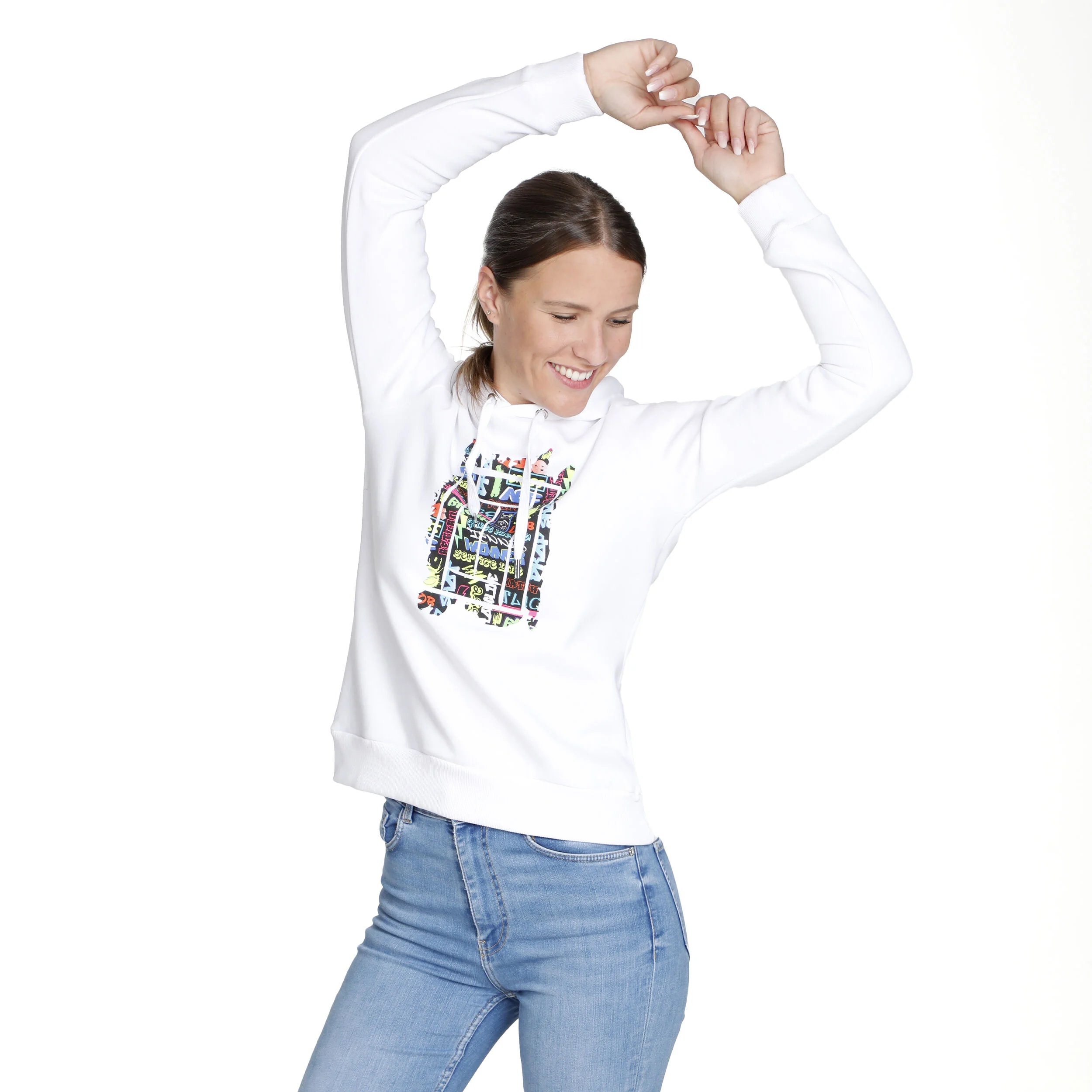 Graffity Hoody Damen - Weiß, Mehrfarbig