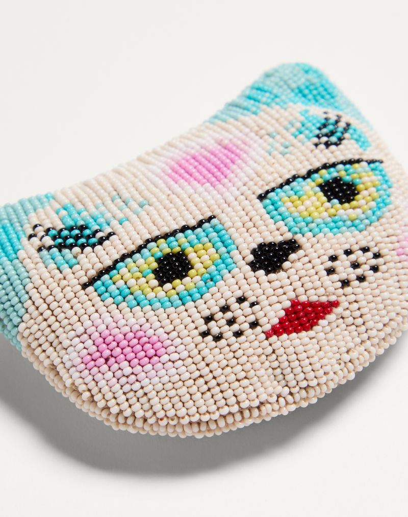 Broche Le Chat De La Maison em tecido jacquard e bordado de contas de resina