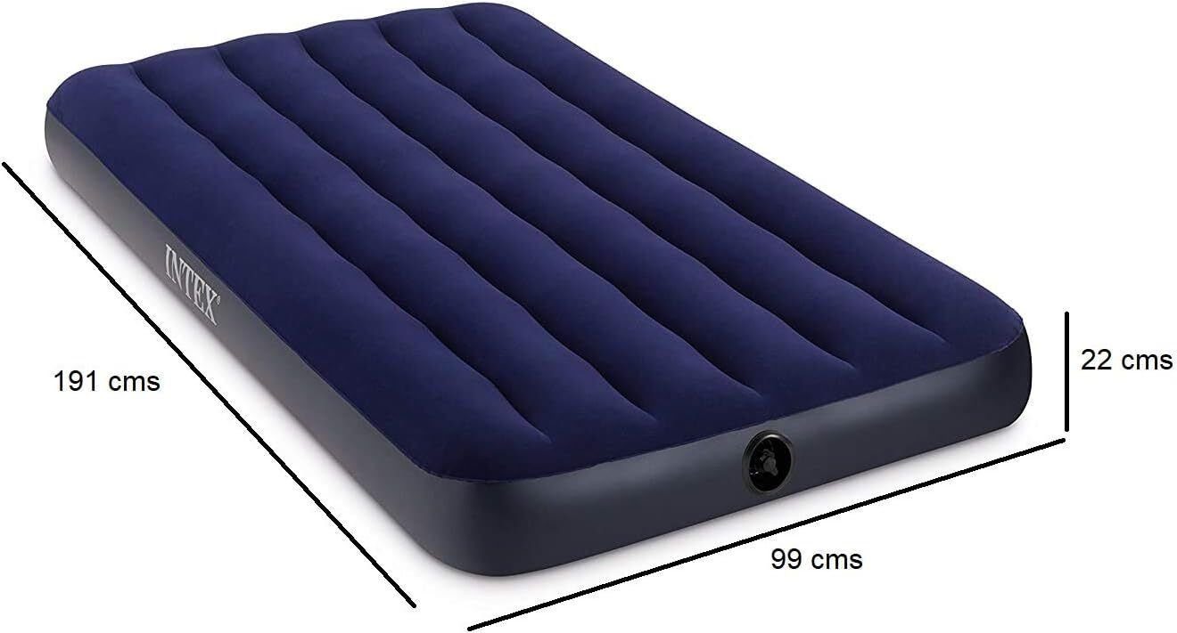 Intex Luftbett Classic Downy Reisebett Gästebett Twin Luftmatratze Campingbett 191cm, 0,38 mm Vinyl,extra Komfort,Camping