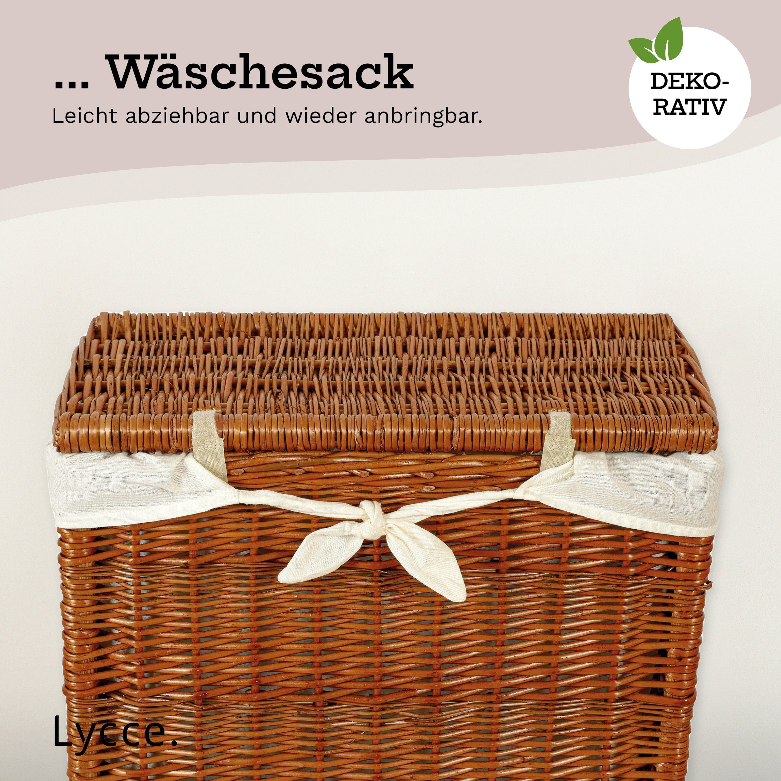 animal-design Wäschekorb, Weide-Wäschekorb mit Deckel Naturmaterial, ca. 60 l, in zwei Farben