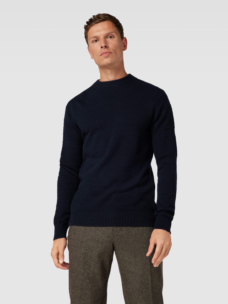 Strickpullover mit Rundhalsausschnitt Modell 'SKIPPER' in dunkelblau