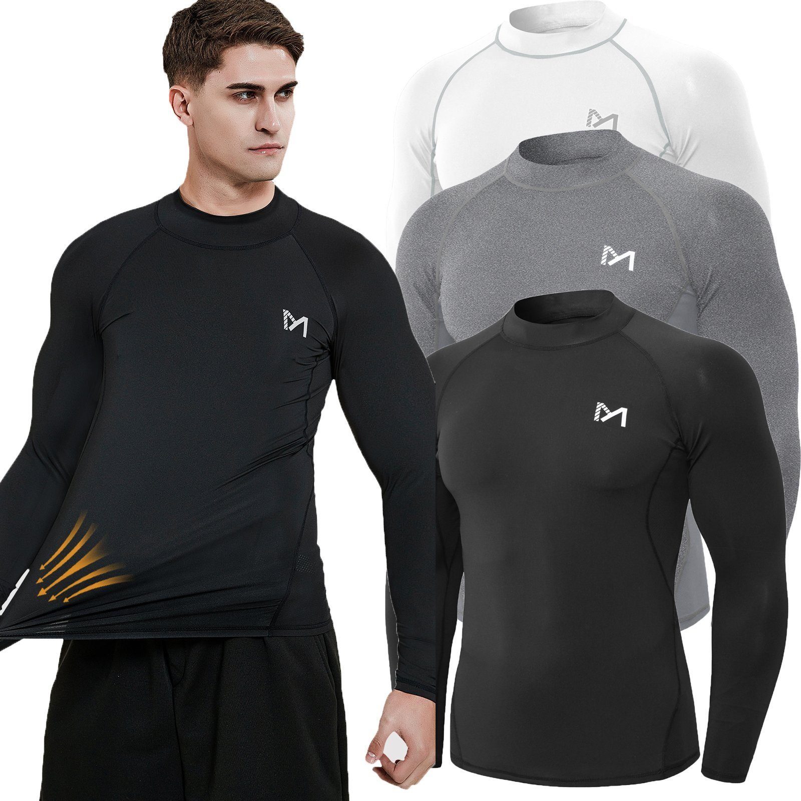 MEETYOO Kompressionsshirt HERREN KOMPRESSION SHIRT FUNKTIONSSHIRT (LANGARM SPORT FITNESSSHIRT, GYM LAUFSHIRT, TRAININGSSHIRT, MUSKELSHIRT) DASISSCHICHT