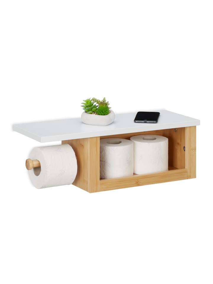 relaxdays Toilettenpapierhalter in Natur/ Weiß günstig kaufen onesize