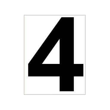 Platzziffer 4 Schild - Weiß, Schwarz