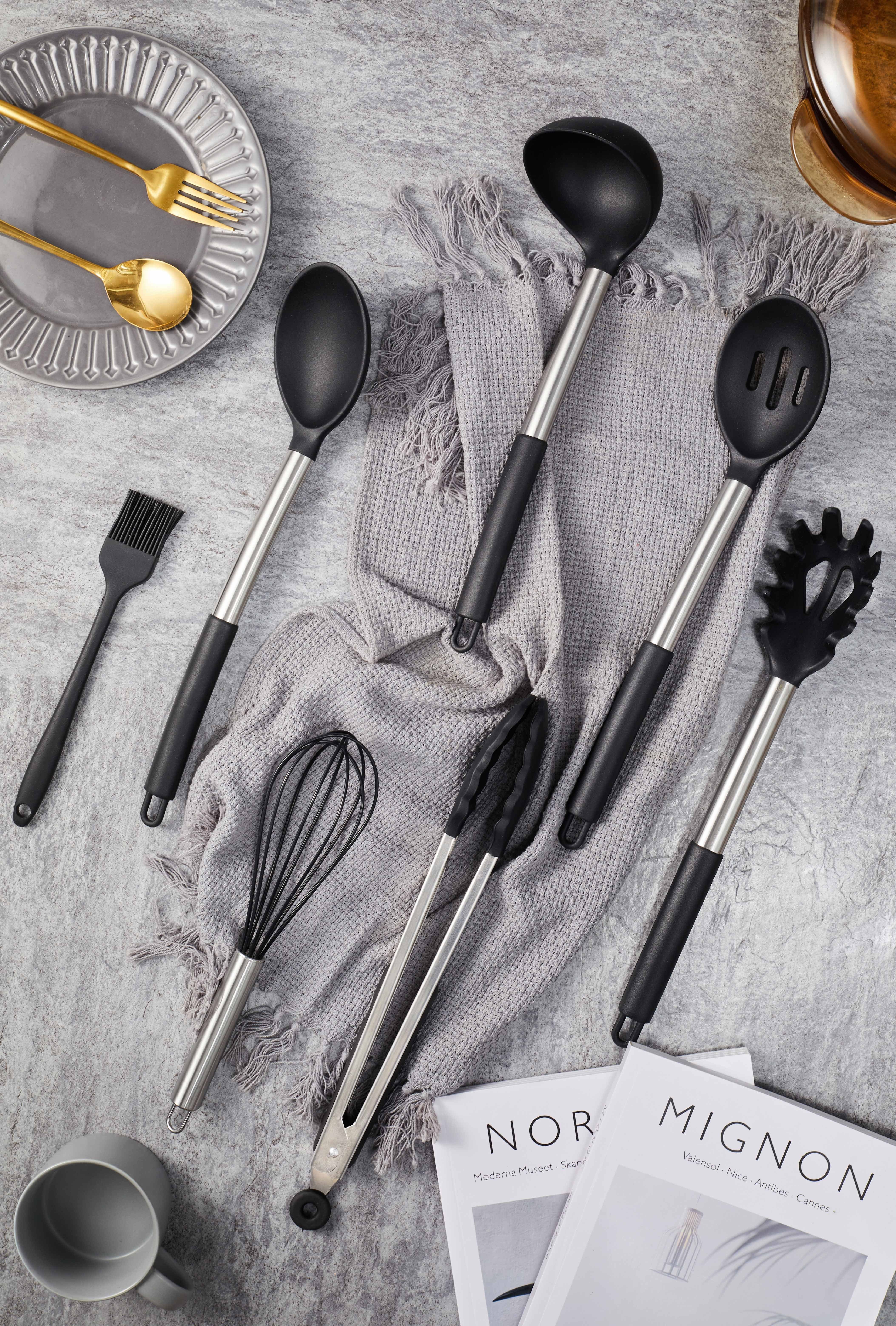 esieby Kochbesteck-Set Schwarz, Silikon Küchenutensilien Set, Küchenhelfer, Küchengerät (13-tlg)