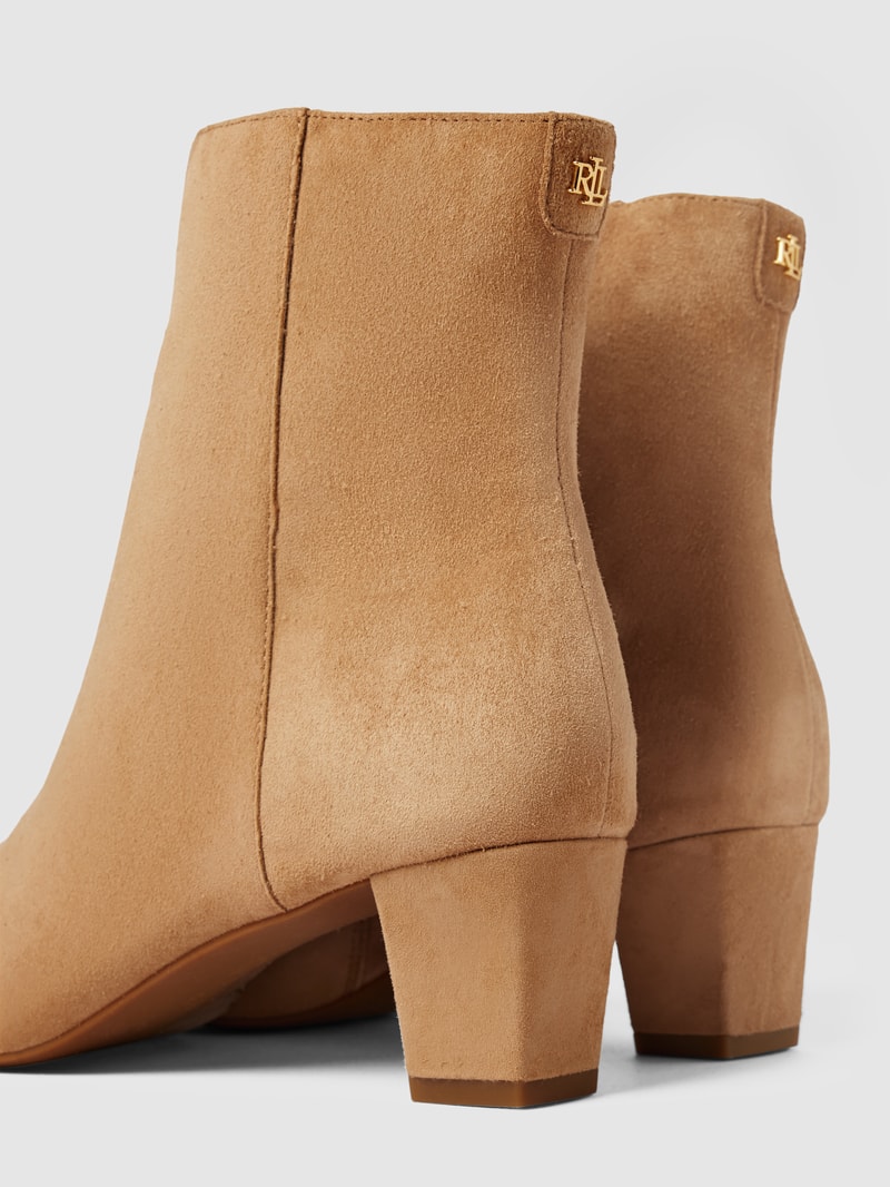 Stiefeletten aus Leder mit Label-Detail Modell 'WILLA' in beige