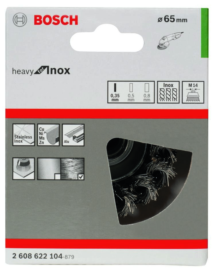 Příslušenství Bosch Blue 2608622104 Drátěný kartáč 65 mm INOX opletený M14
