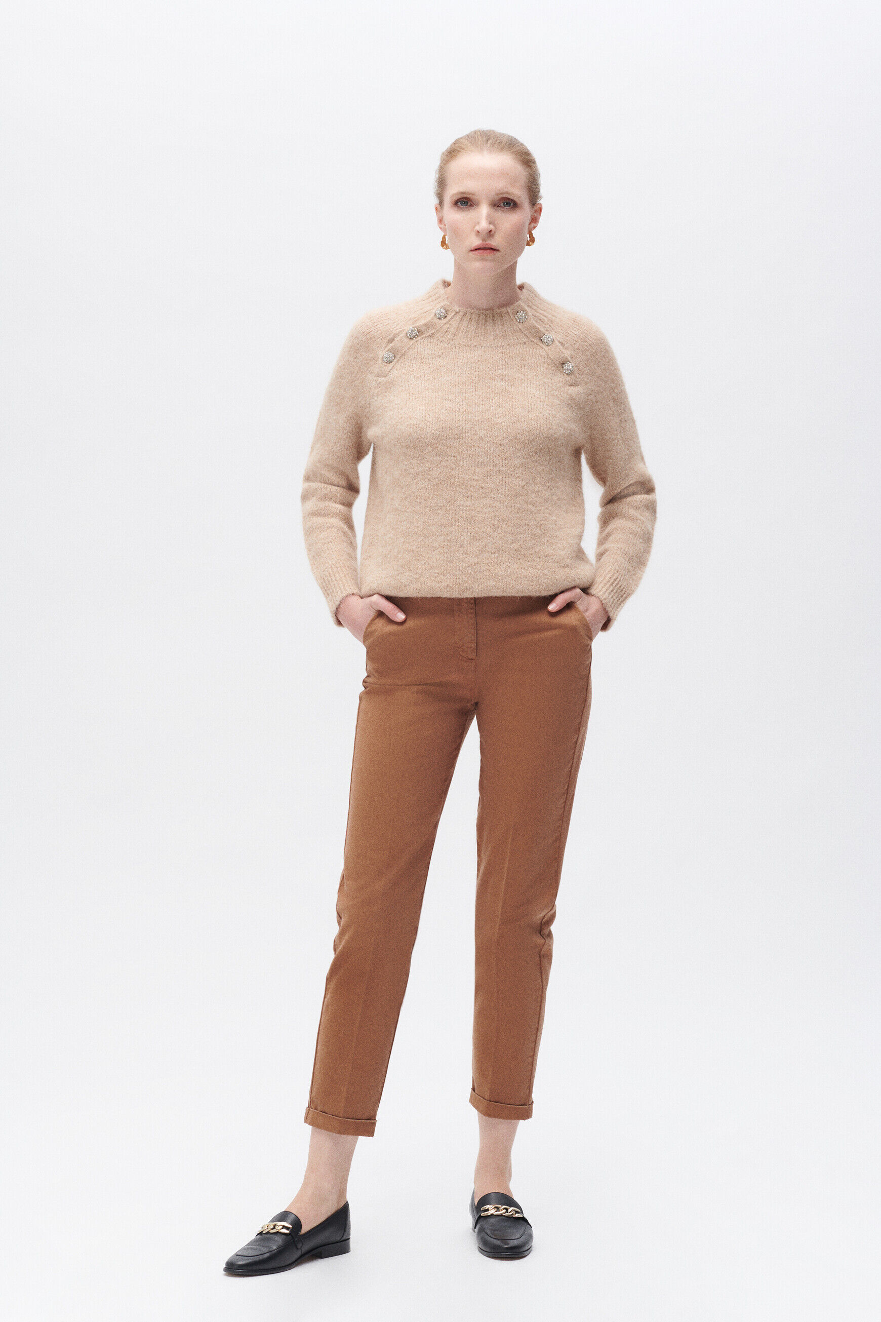 Pantalon pachille marron cognac femme