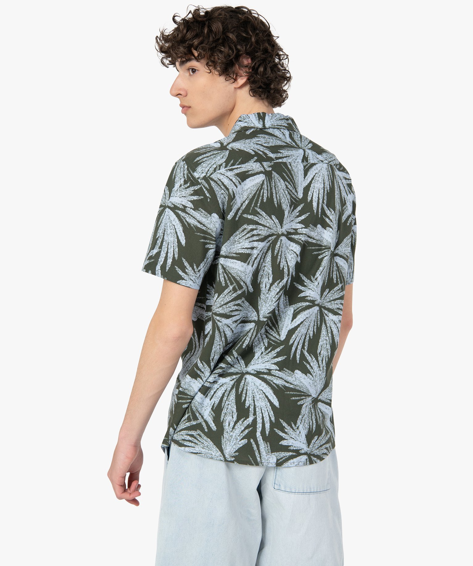 Chemise homme imprimée à manches courtes kaki | GEMO