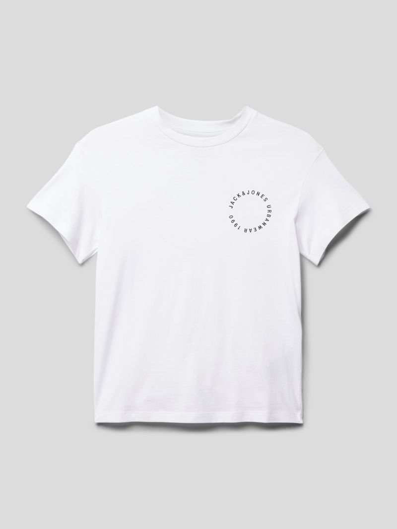 T-Shirt mit Label-Print Modell 'SUNSET' in weiß