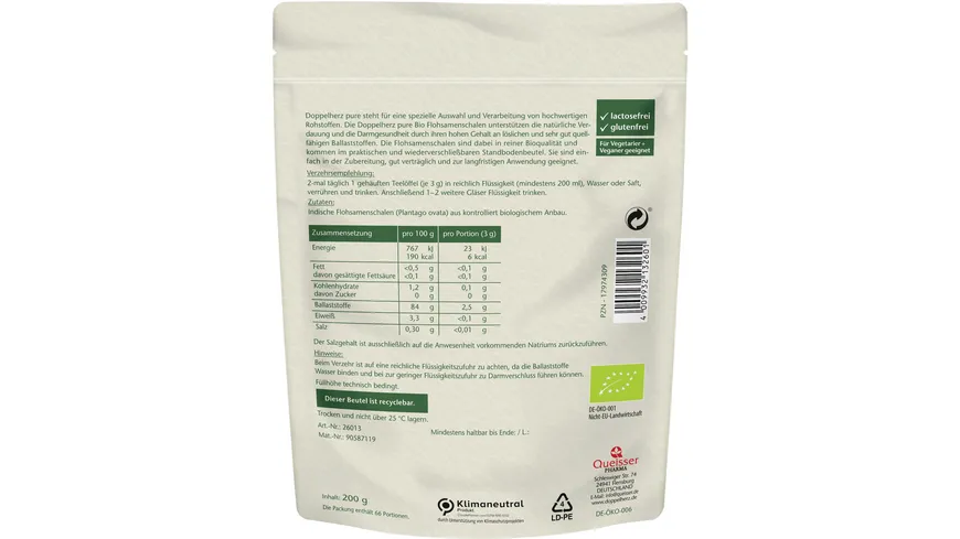 Doppelherz Bio Flohsamenschalen 200 g