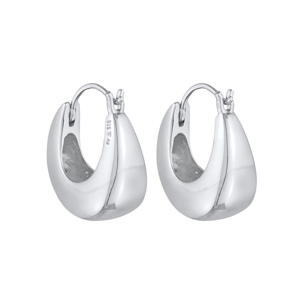 Elli Elli Boucles d'Oreilles Créoles Femme Géo Simple en argent sterling 925 doré Boucles d'oreilles