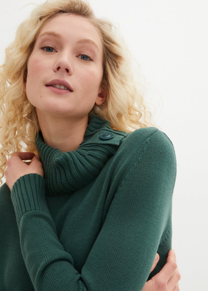 Baumwoll Longpullover mit Stehkragen