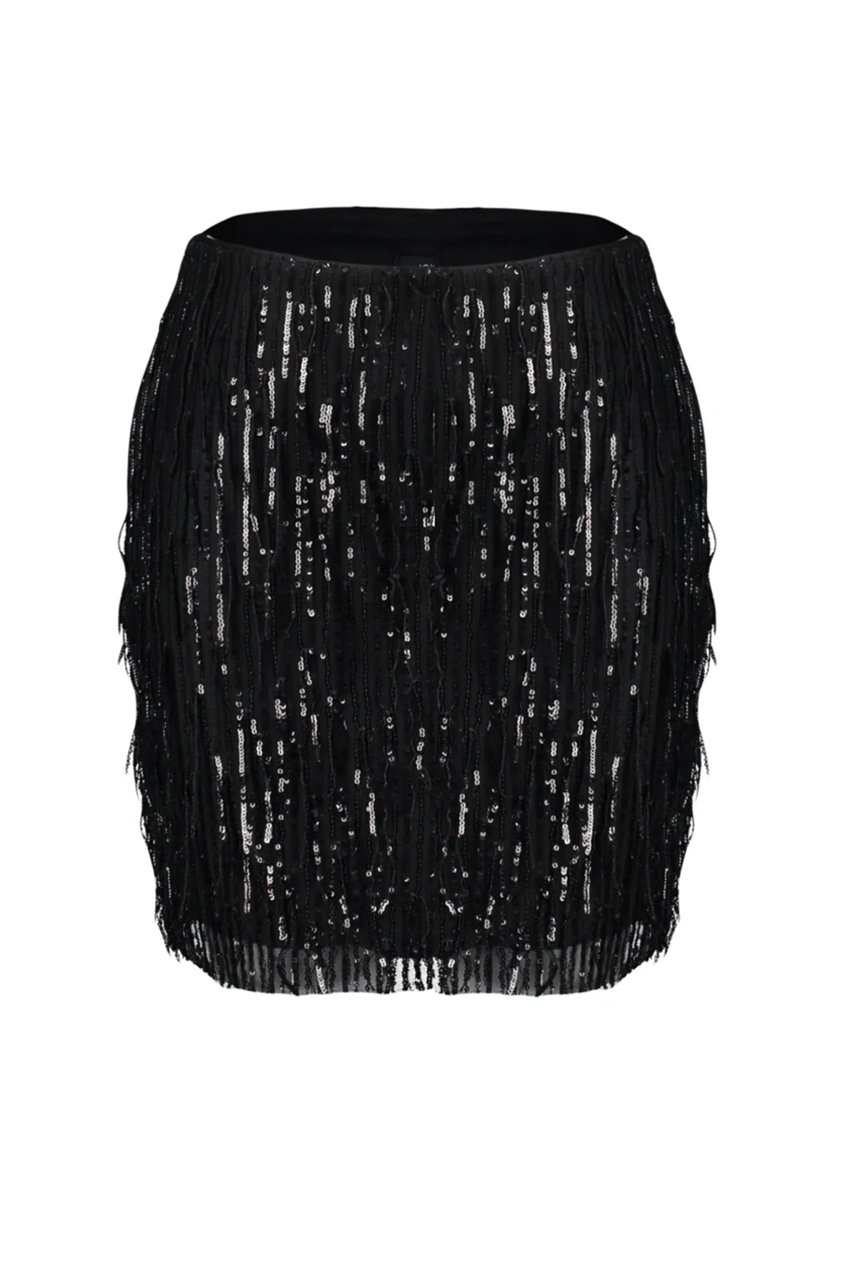 Trendyol Collection  Schwarzer Rock mit glitzernden Pailletten, am Körper sitzend TPRAW24ET00007