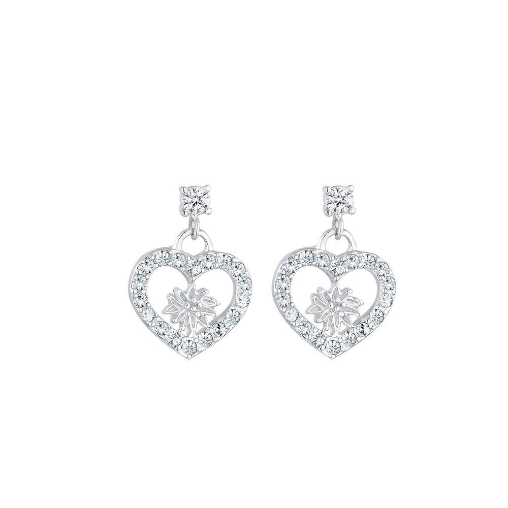 Elli Elli Boucles d'Oreilles Coeur Cristal Boucles d'Oreilles Femme  (925/1000) Argent Boucles d'oreilles