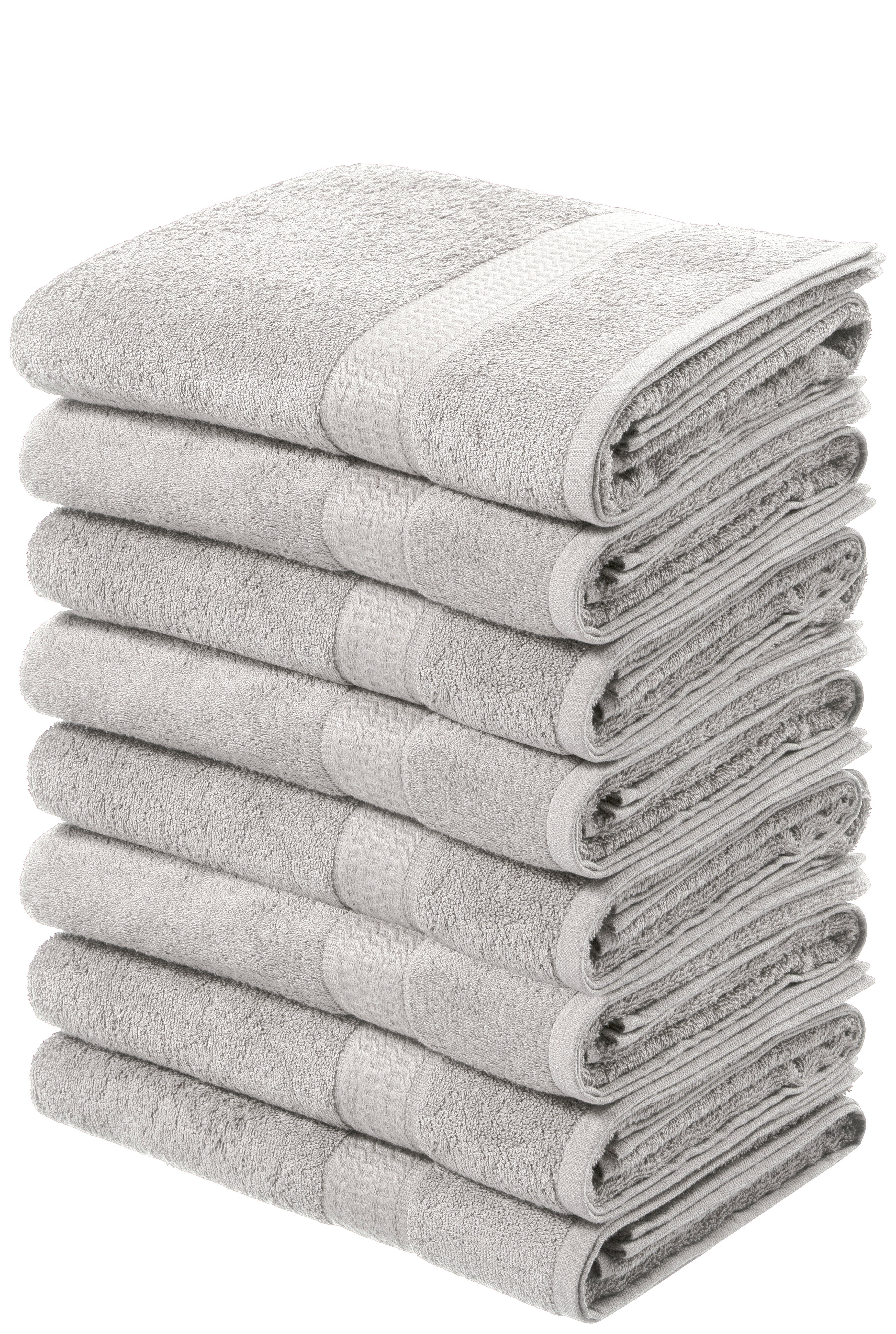 my home Handtücher Juna, Walkfrottee (8-St), im Set und als Serie, Handtuchset mit Struktur-Bordüre, 100% Baumwolle