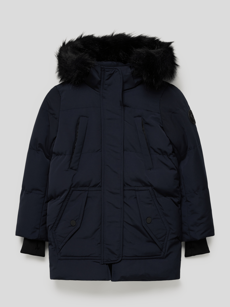Steppjacke mit Kunstpelzkragen Modell 'Babushka' in marineblau
