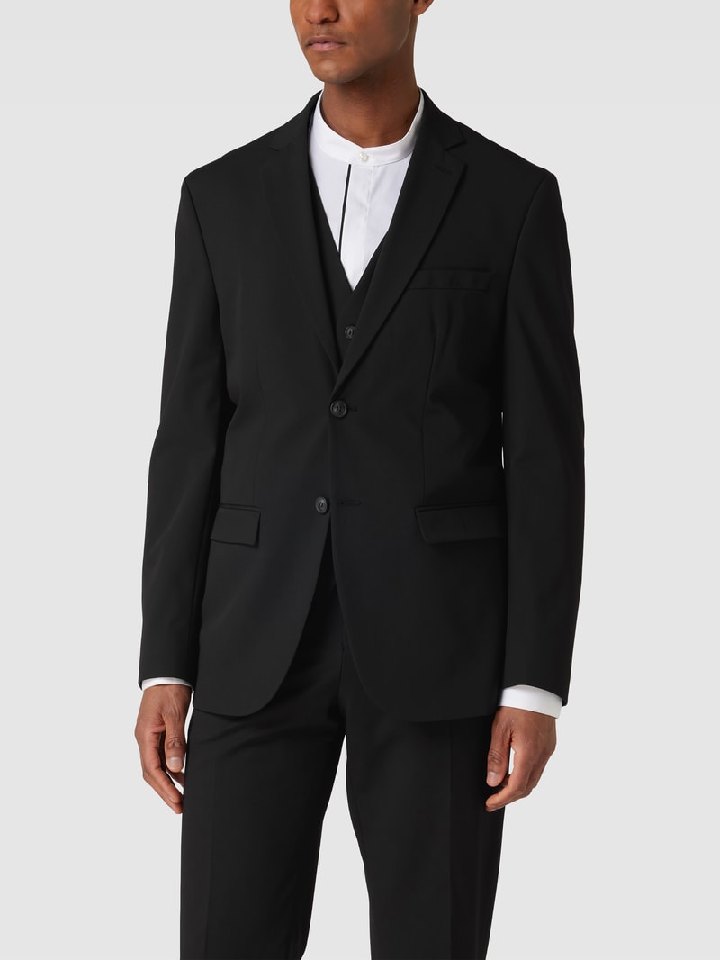 Slim Fit 2-Knopf-Sakko mit Pattentaschen in schwarz
