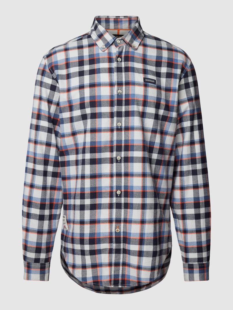 Freizeithemd mit Karomuster und Button-Down-Kragen in offwhite
