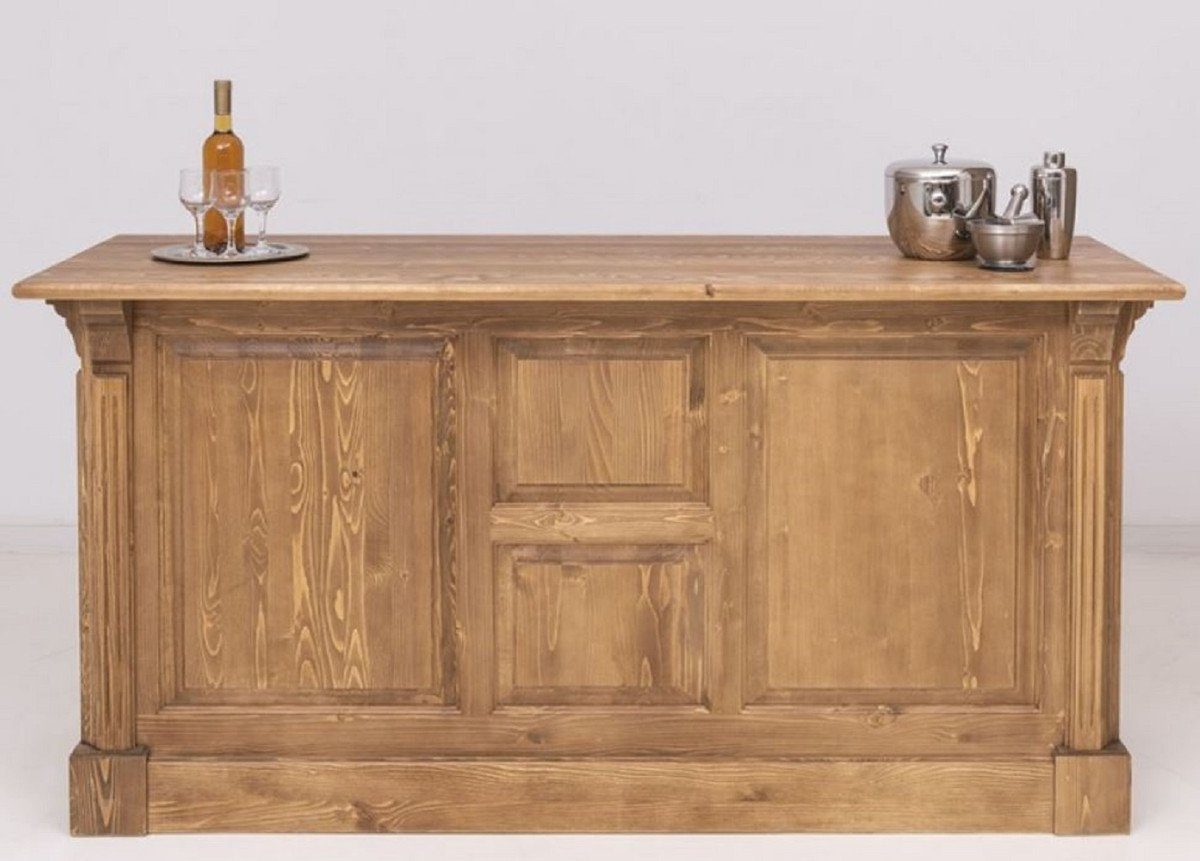 Casa Padrino Barschrank Landhausstil Bar Theke Hellbraun 191 x 68 x H. 95 cm - Massivholz Thekentisch - Bartisch - Massivholz Bar Möbel im Landhausstil