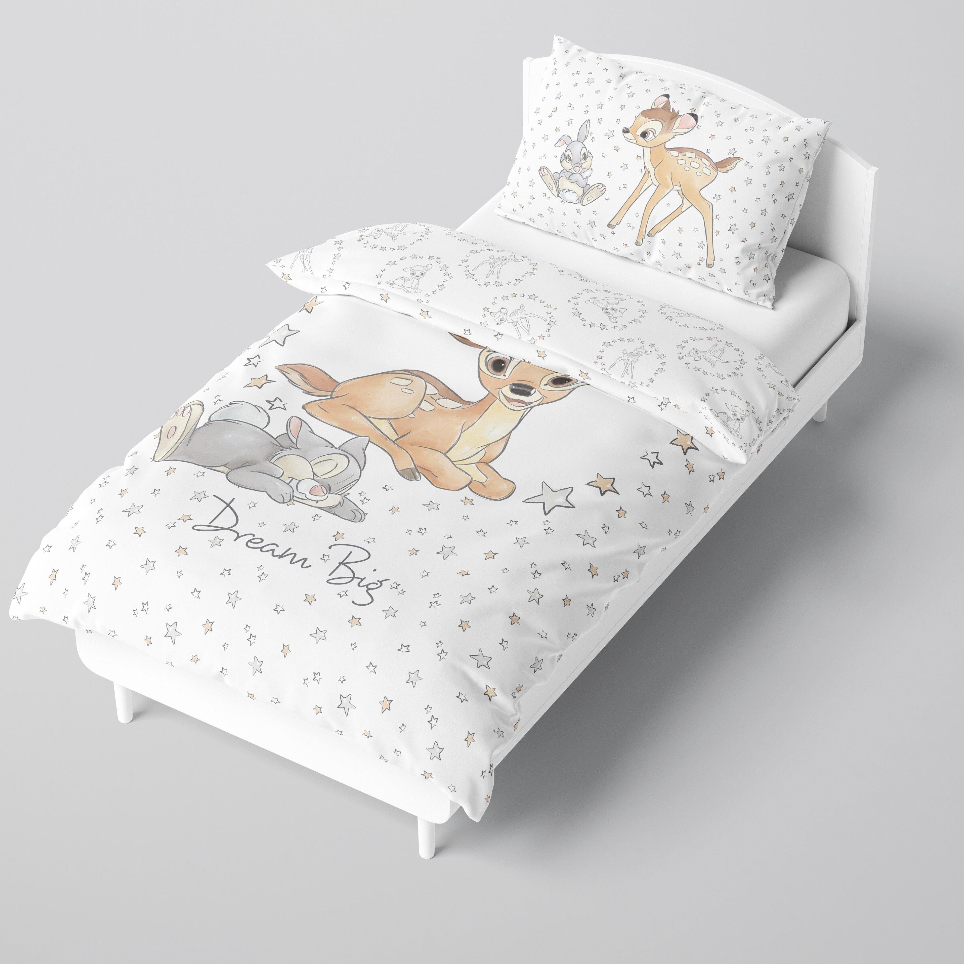 Babybettwäsche Bambi und Klopfer 100x135 + 40x60 cm, 100 % Baumwolle, MTOnlinehandel, Flanell / Biber, 2 teilig, 's Rehkitz und Hase für Mädchen und Jungen