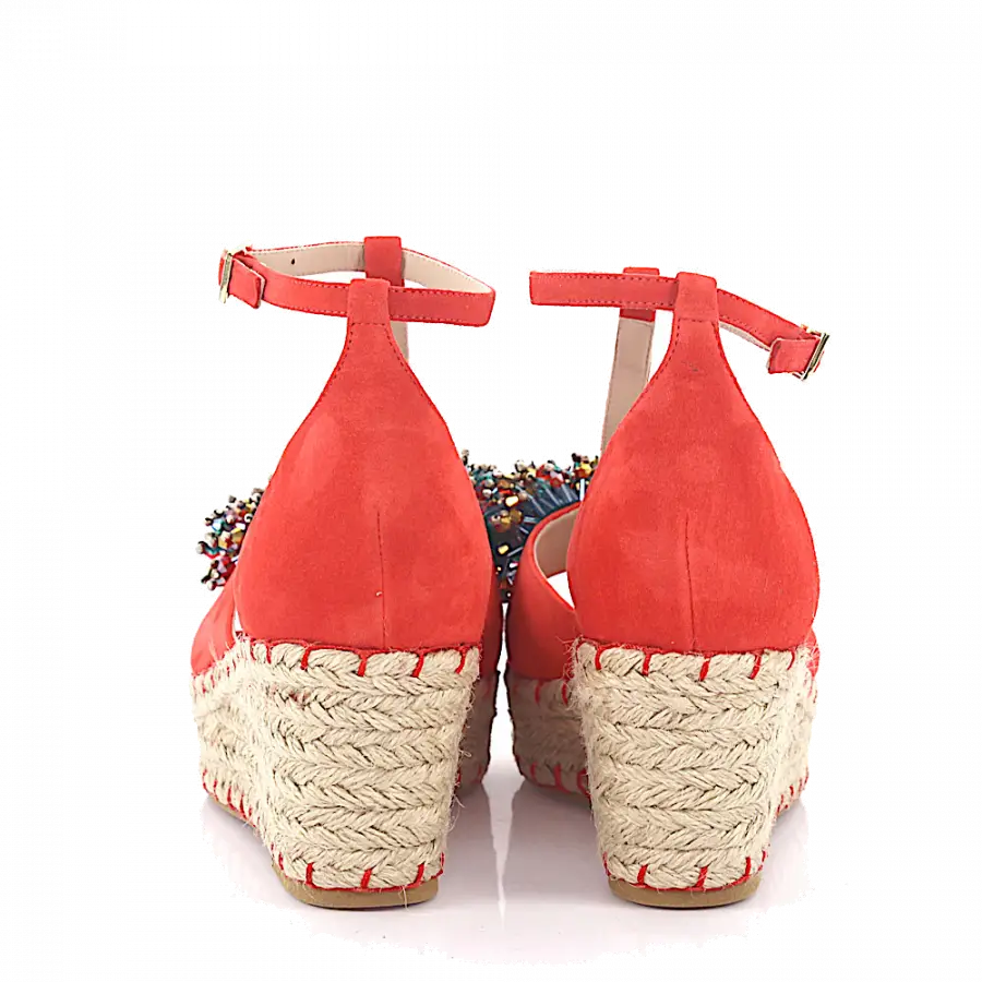 Elie Saab - Keilsandaletten Schmuckstein rot - rot