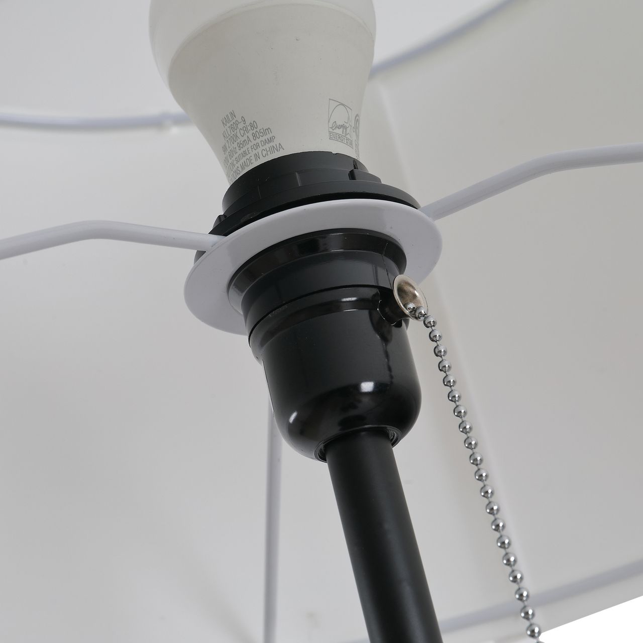 HOMCOM Stehlampe Stehleuchte Standleuchte E27, Stahl Polyester, 37x37x152cm (Schwarz Weiß)