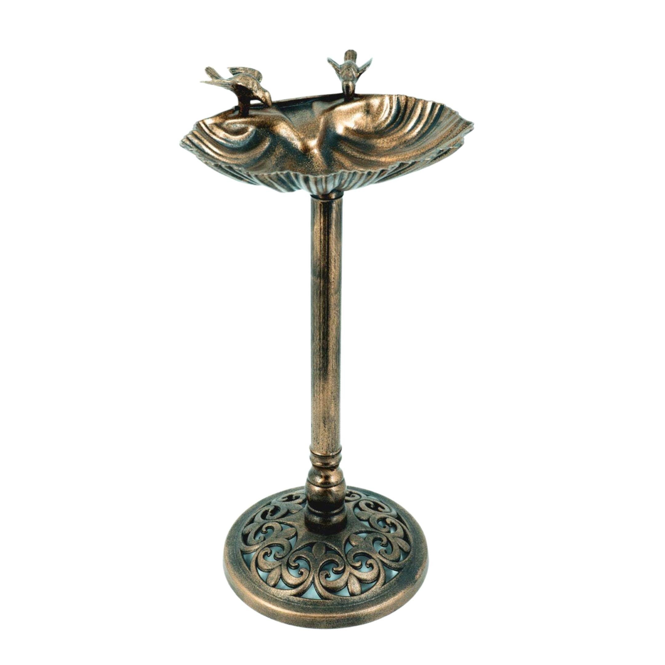 NOOR LIVING Vogeltränke Stand Vogeltränke Kunststoff Wassertränke Metall-Optik Höhe 65cm, Gold