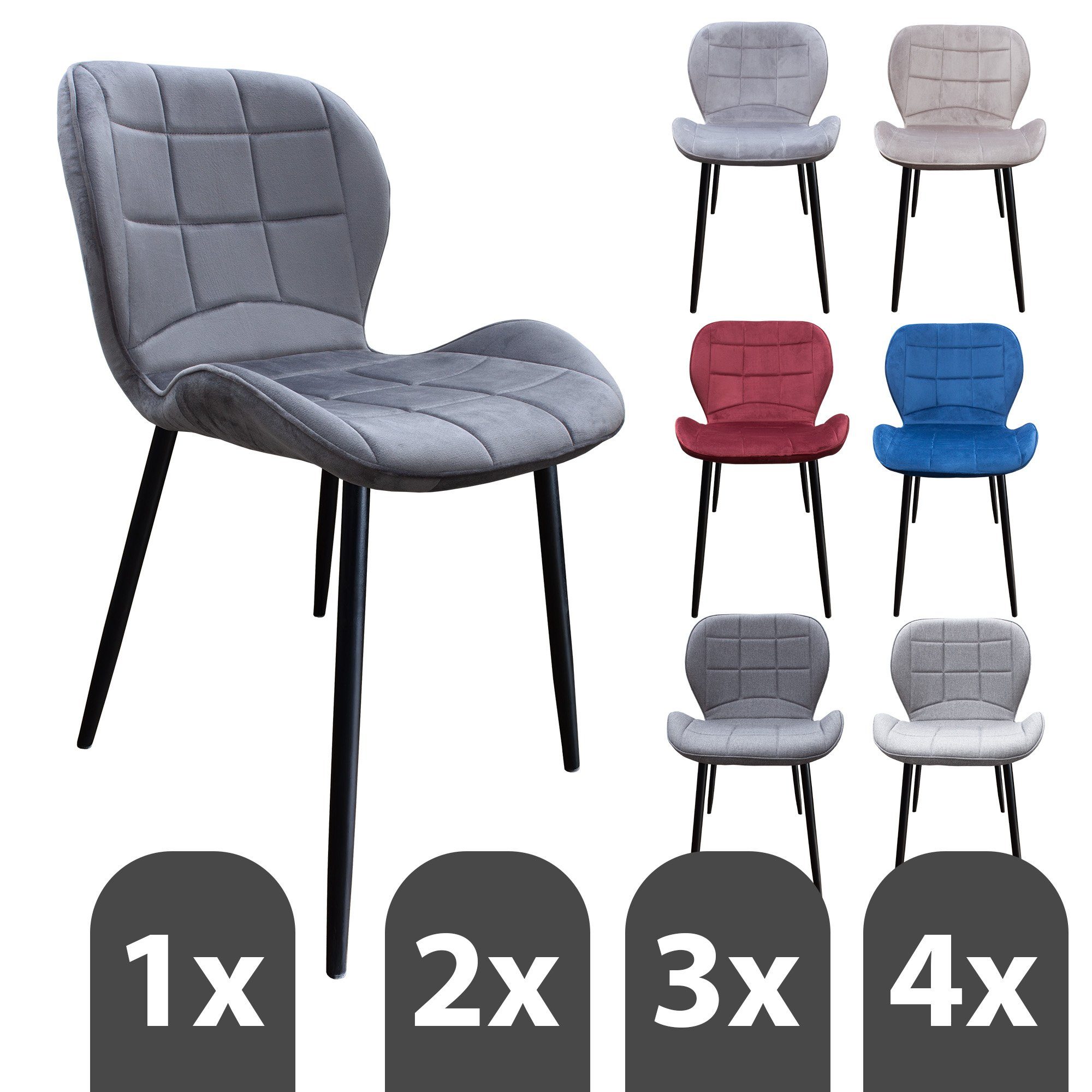 TRISENS Polsterstuhl Dorotea (1, 2, 3 oder 4 Stühle, 1 St), Essstuhl mit bequemer Polsterung Küchenstuhl in eleganter Samt-Optik