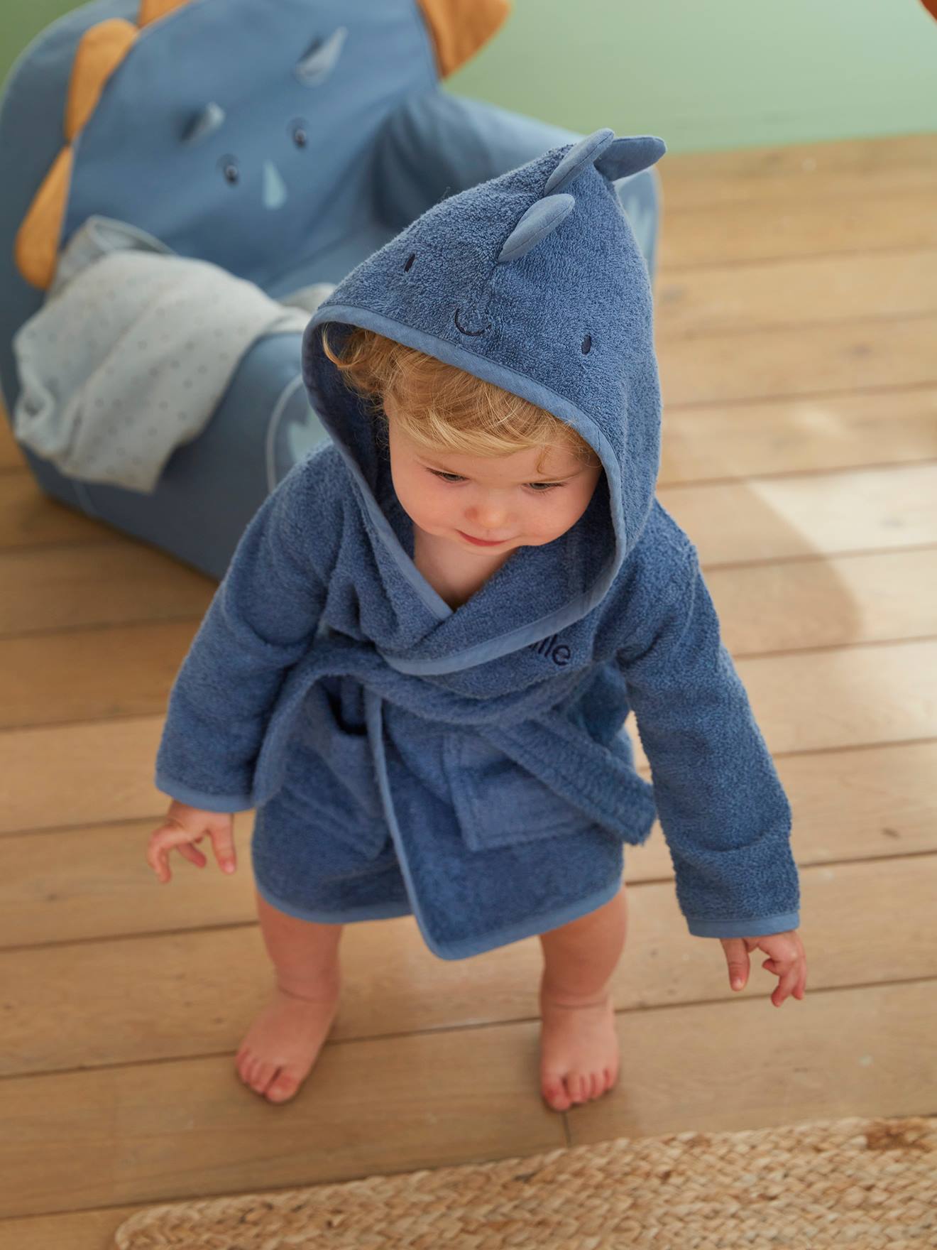 Peignoir bébé PETIT DINO bleu