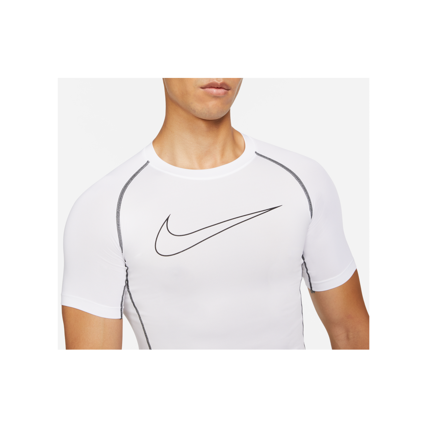Nike Pro Tight-Fit T-Shirt Weiss Schwarz F100
