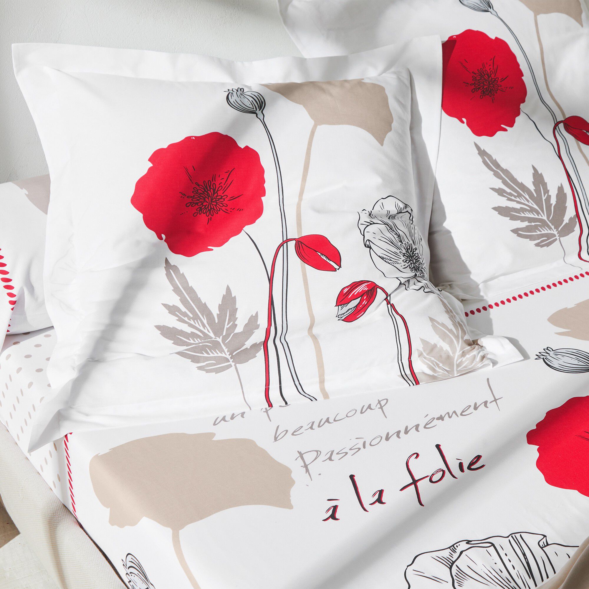 Linge de lit Coquely en polycoton à motifs coquelicot
