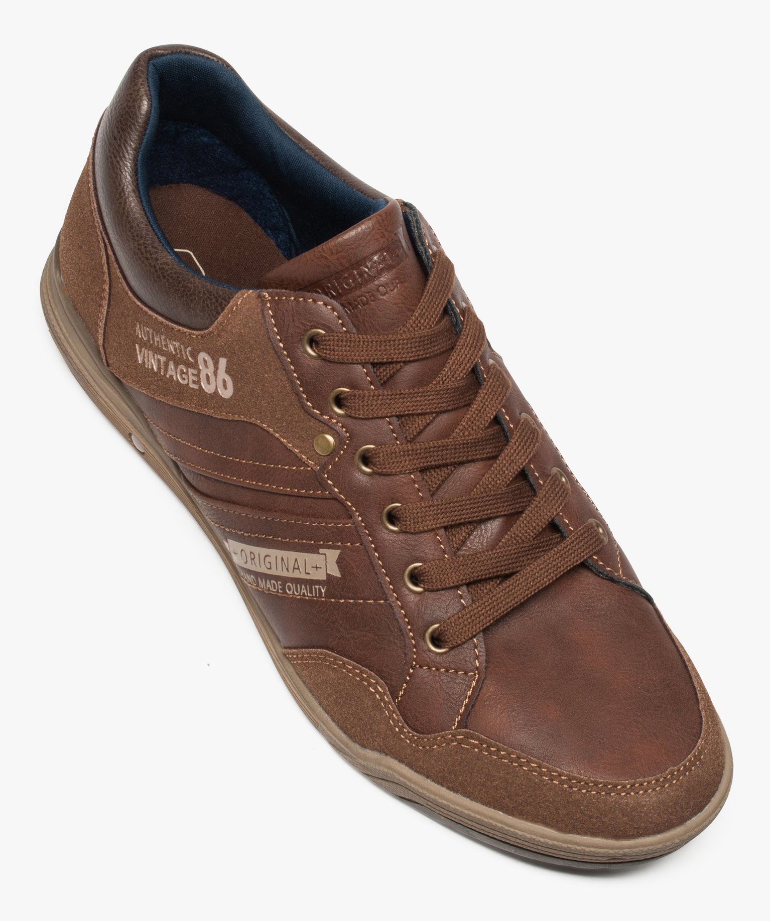 Baskets homme baskets de ville multimatières avec surpiqres camel | GEMO