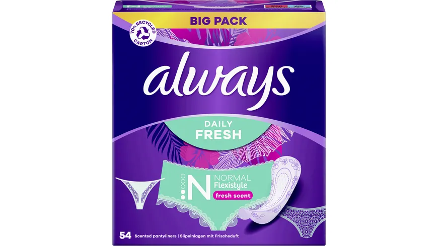 Always DAILY Slipeinlagen Fresh Flexistyle Normal mit Frischeduft BigPack 54 Stück