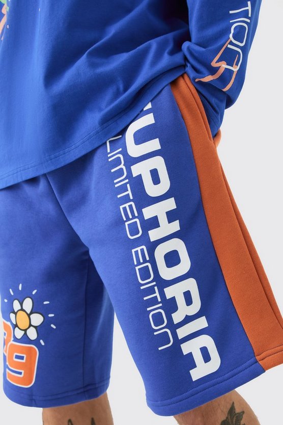Lange Basketball-Shorts mit Euphoria-Print