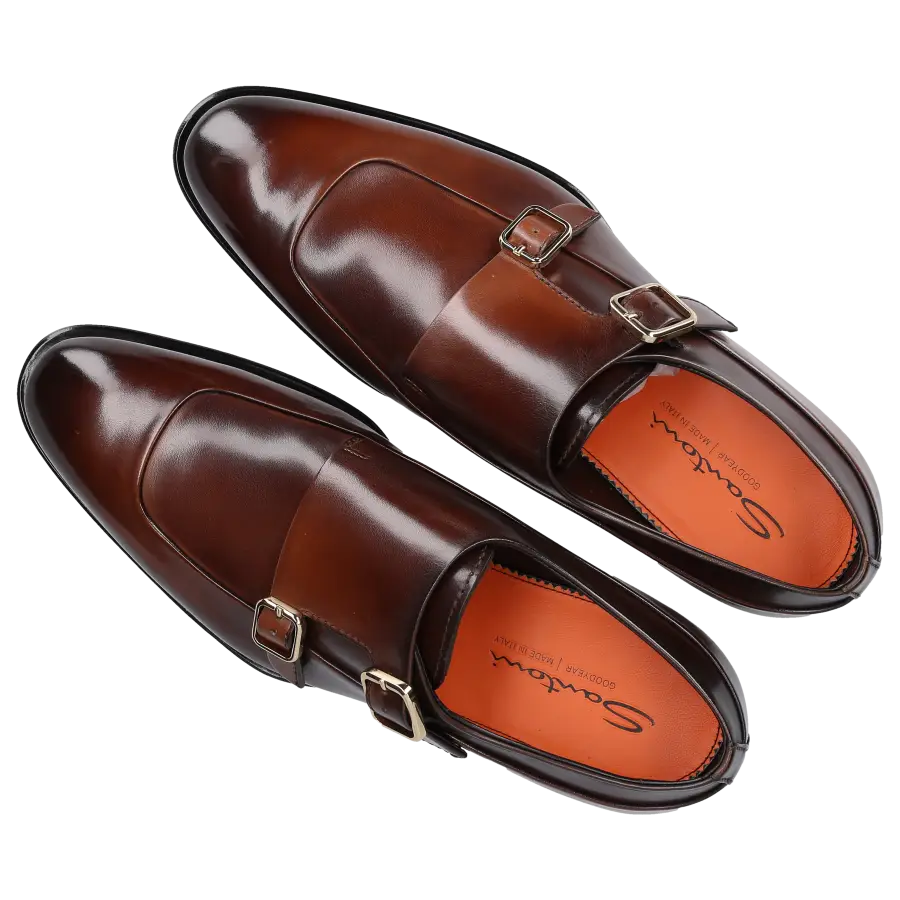 Santoni - Monk Schuhe 18239 Kalbsleder - braun