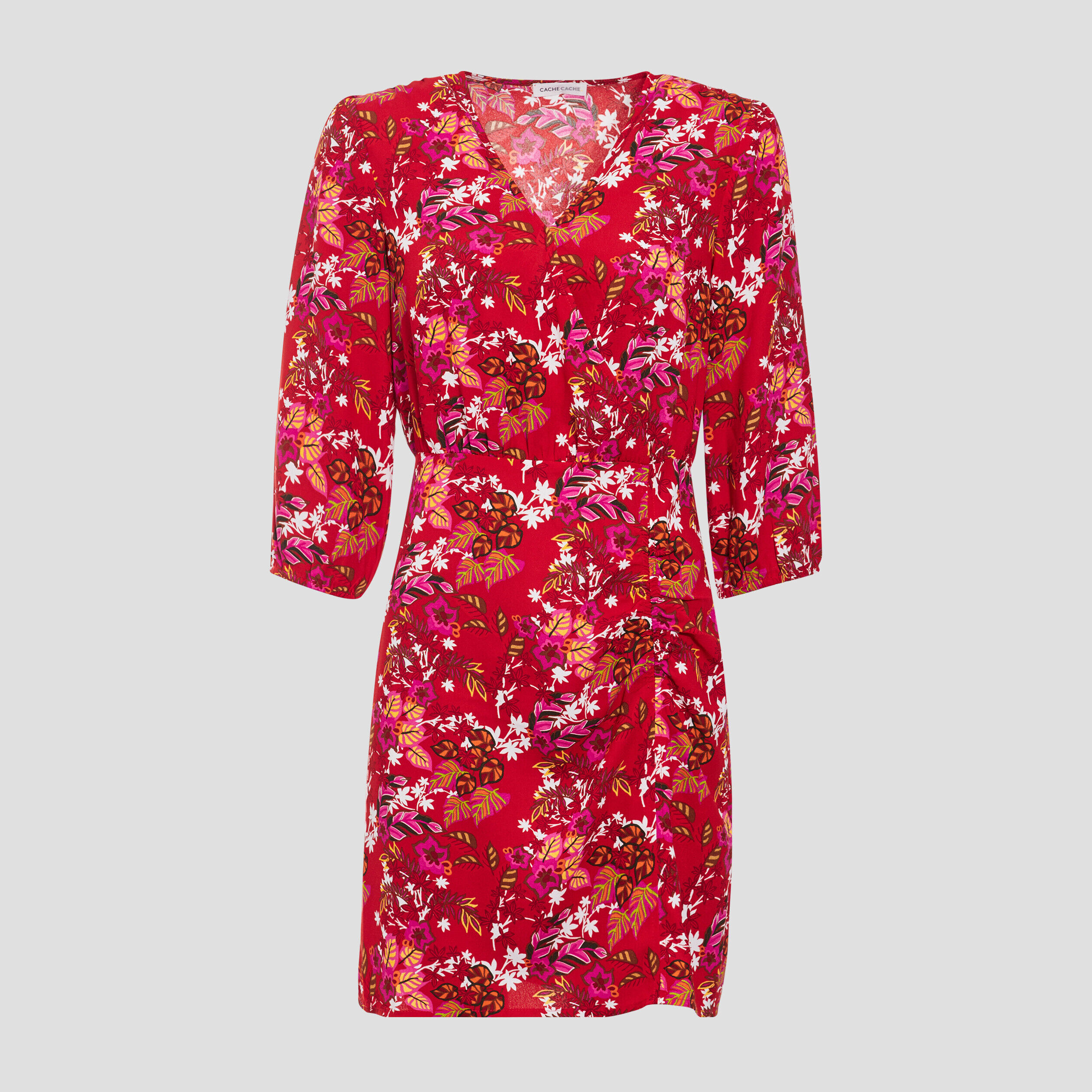 Robe droite manches 3/4 rouge femme | Cache Cache