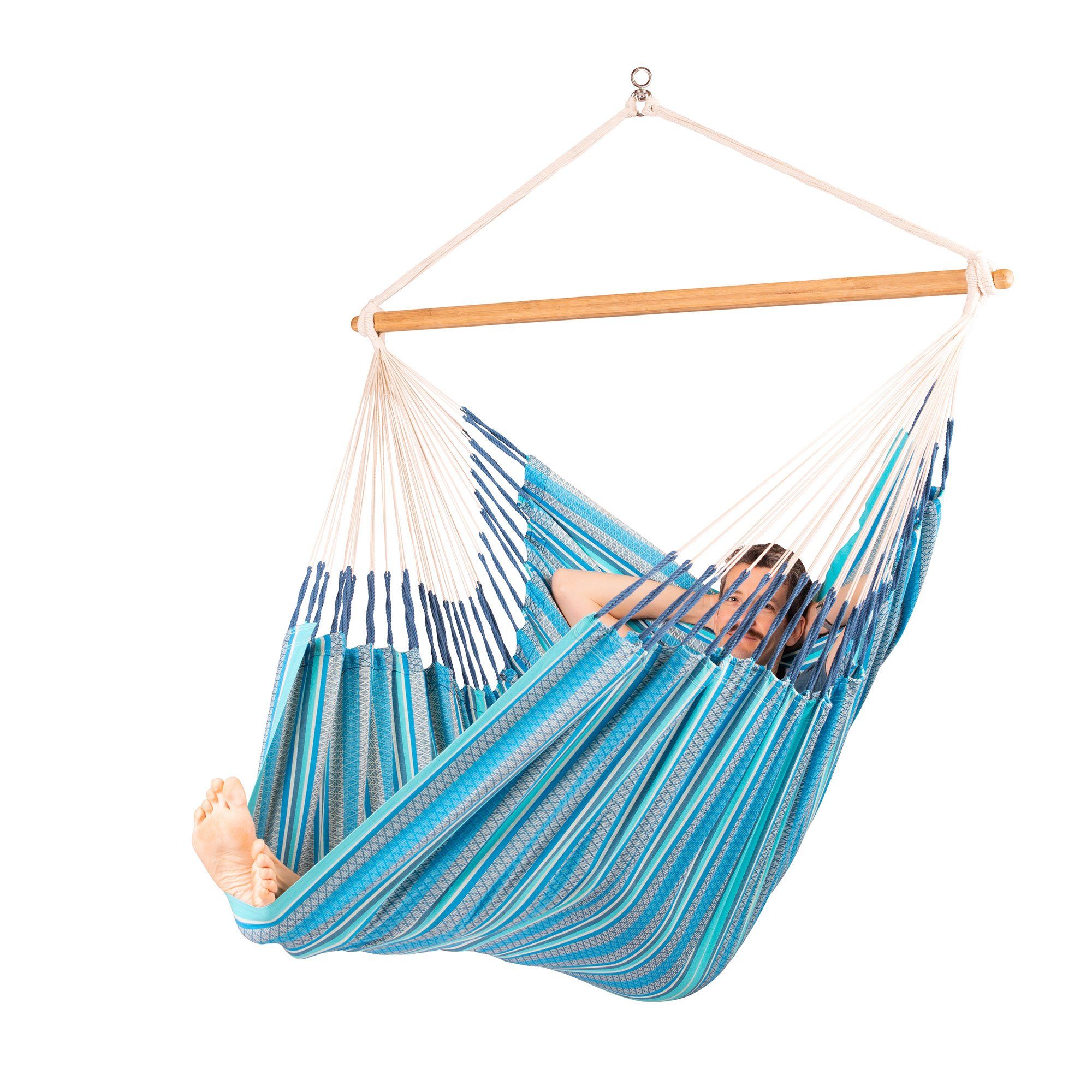 La Siesta Hängestuhl Hängestuhl Hängesessel Lounger HABANA Azure Bio Baumwolle La Siesta, Hochwertige Qualität