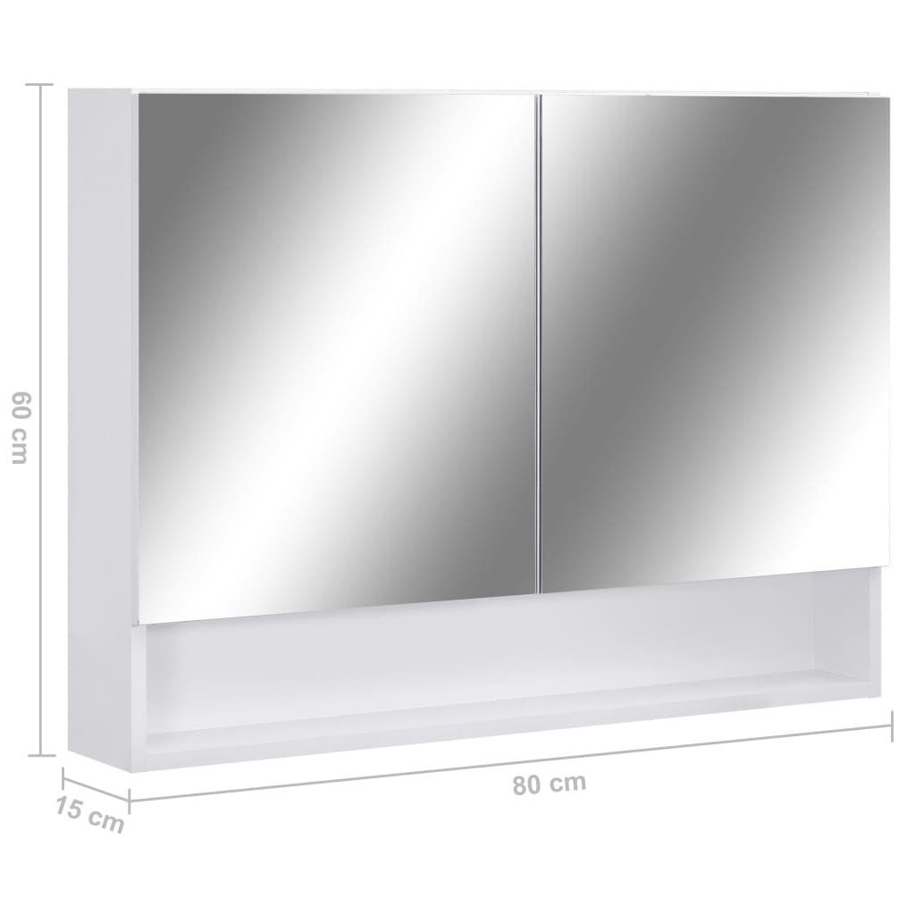 vidaXL Badezimmerspiegelschrank LED-Bad-Spiegelschrank Weiß 80x15x60 cm MDF (1-St)
