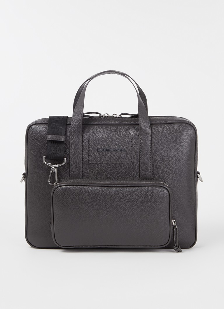 Kožená pracovní taška Emporio Armani s přihrádkou na notebook 15,6 palce