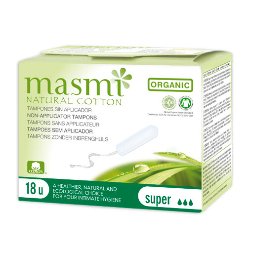BIO TAMPONS Super 100% Bio-Baumwolle MASMI  18 St  Tampon