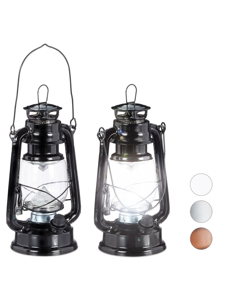 relaxdays 2x Sturmlaterne LED in Schwarz günstig kaufen onesize