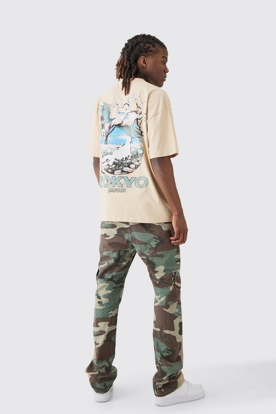 Oversize T-Shirt mit Tokyo-Print