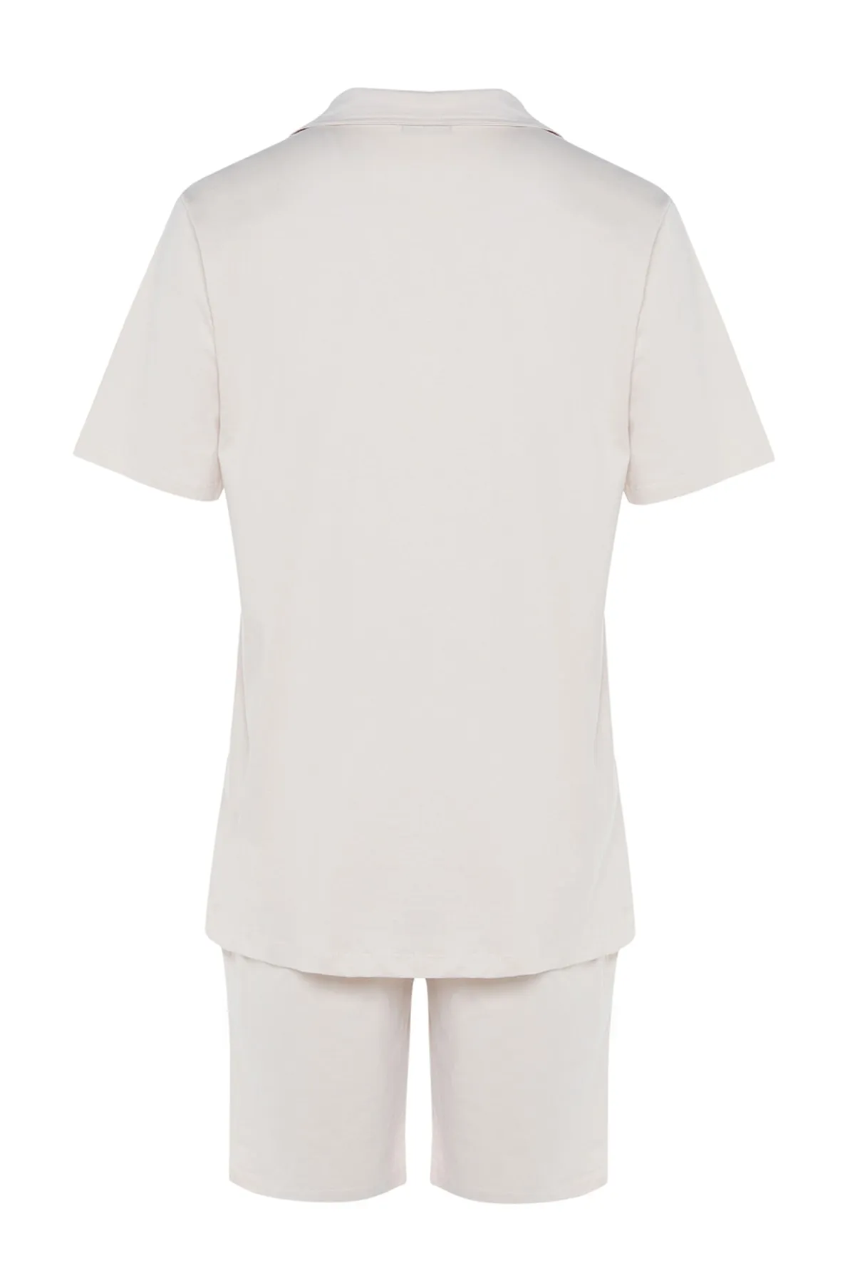 Trendyol Collection  Dark Stone Unisex-Pyjama-Set mit regulärer Passform und Apache-Kragen-Shorts TMNSS23PT00007