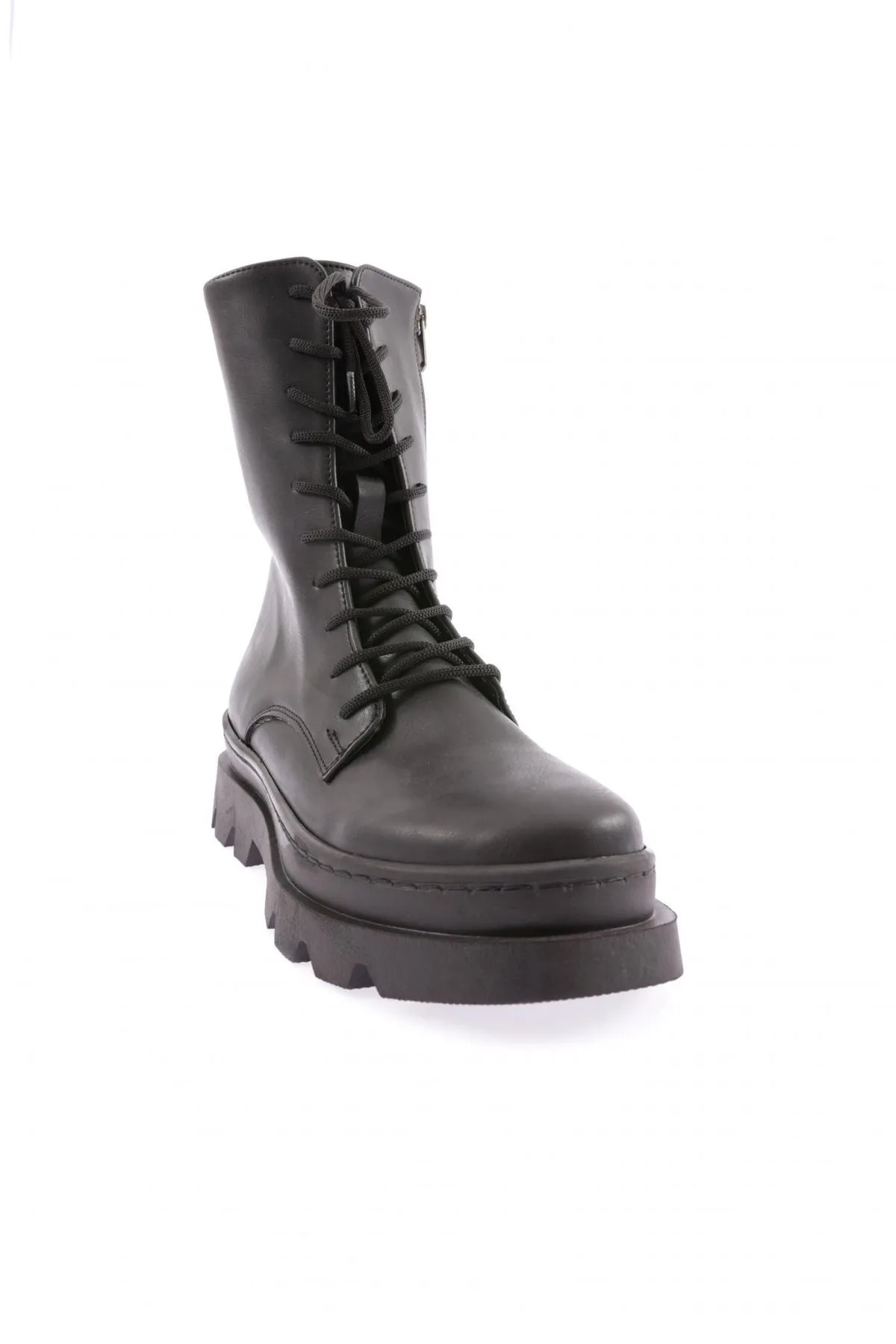 DGN  744-22k Schwarze Schnürstiefeletten mit Reißverschluss für Damen