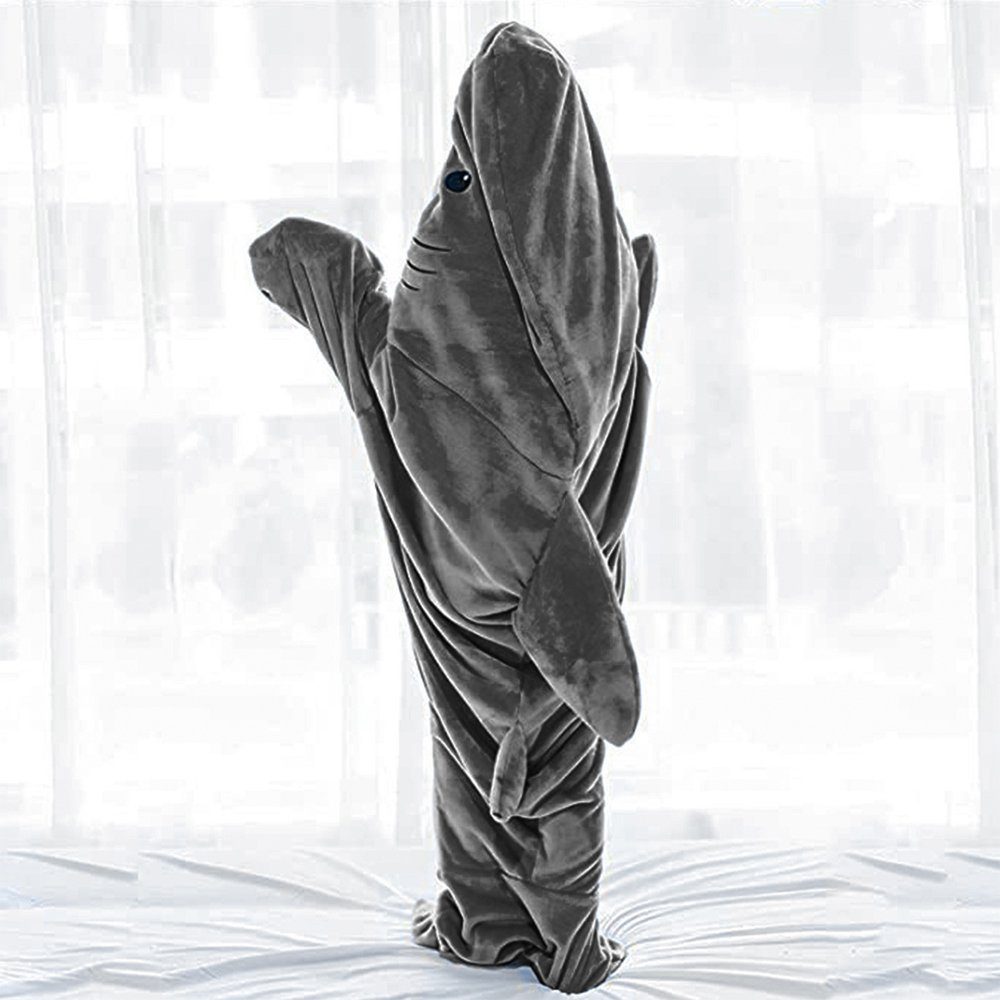 Wohndecke Hai Decke mit Ärmeln, Flauschig Hoodie Superweiche Cozy Hai-Schlafsack, NUODWELL