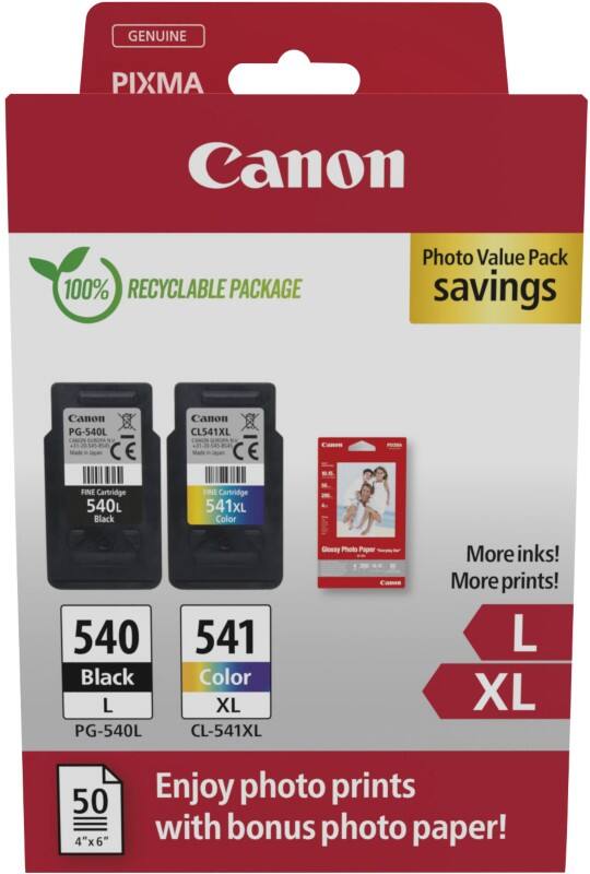 Canon 540, 541 Original Tintenpatrone Schwarz, Cyan, Magenta, Gelb 2 Stück