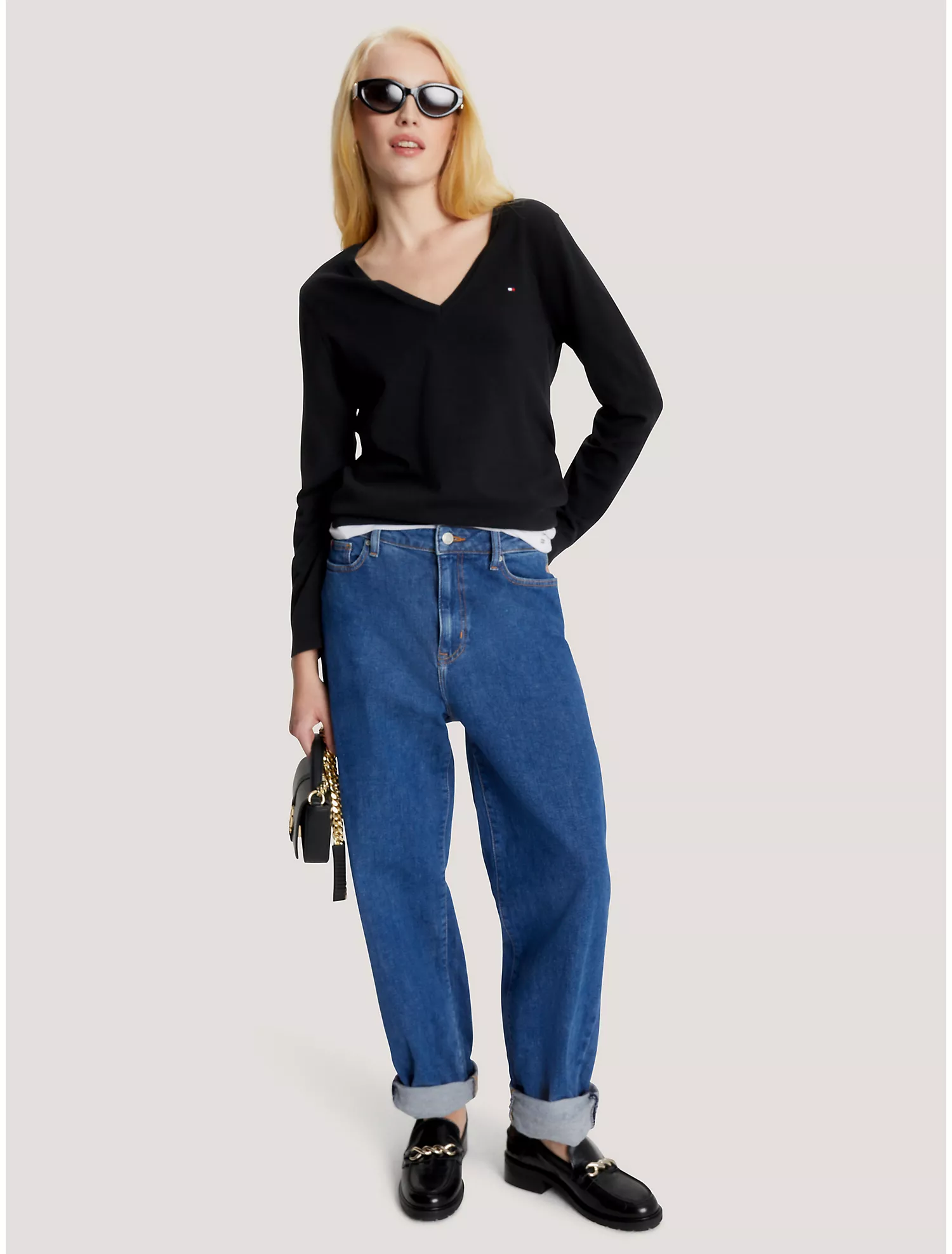 Solid V-Neck Sweater