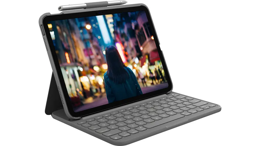 Logitech Slim Folio iPad 10Gen grau QWERTZ