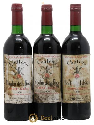 Château Moulin de la Rose Cru Bourgeois  1986 - Lot de 3 Bouteilles